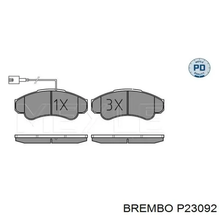 P23092 Brembo колодки гальмівні передні, дискові