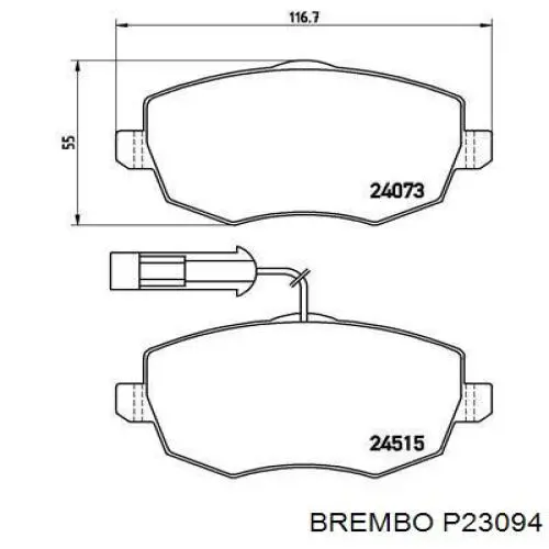 Передні тормозні колодки P23094 Brembo
