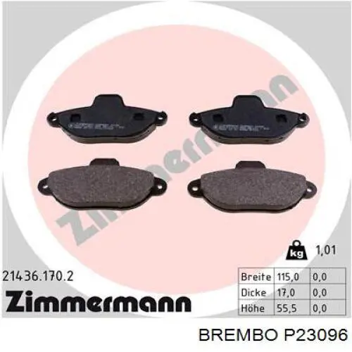 P23096 Brembo колодки гальмівні передні, дискові