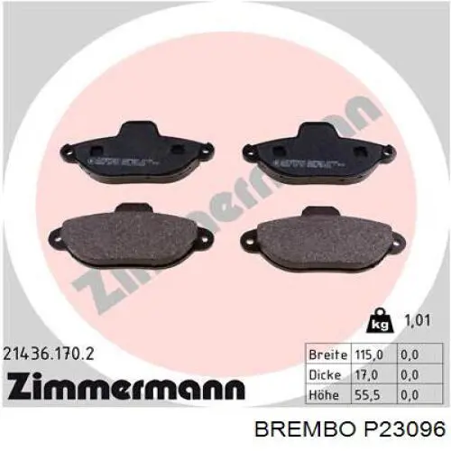 Колодки гальмівні передні, дискові P23096 Brembo