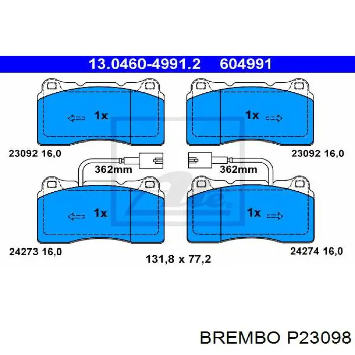 Гальмівні колодки Brembo P23098 ціна, від 34.41 USD
