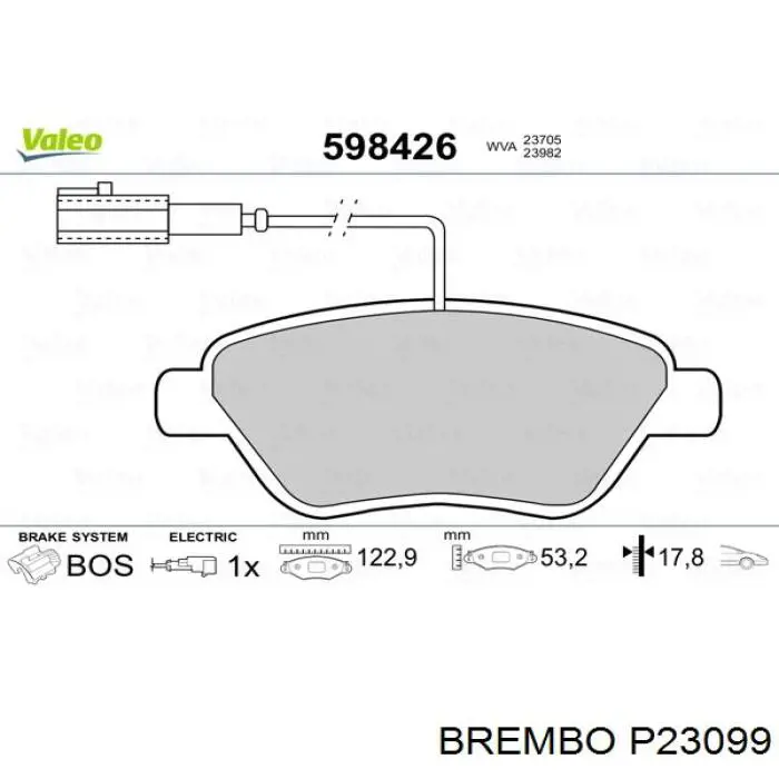 Передні тормозні колодки P23099 Brembo
