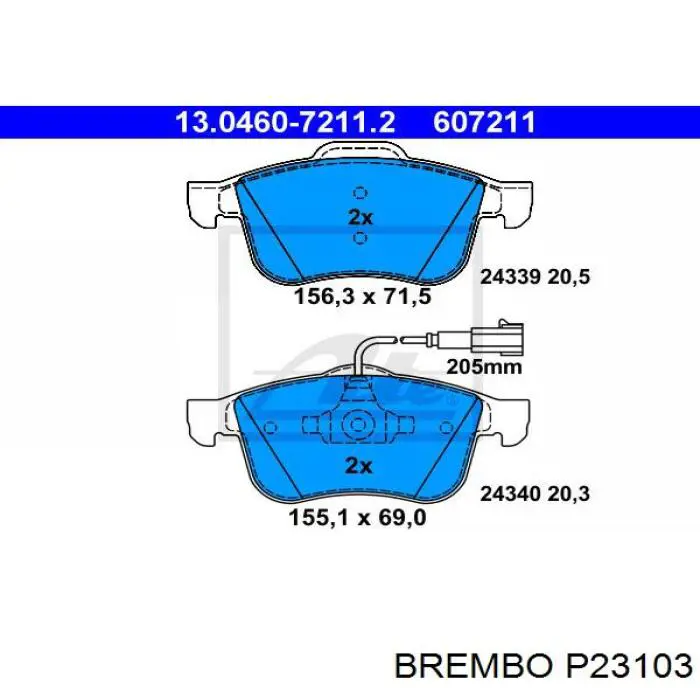 Тормозні колодки Brembo P23103