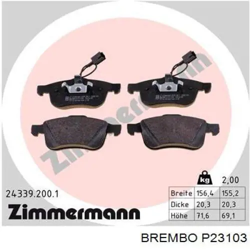 P23103 Brembo Передні гальмівні колодки