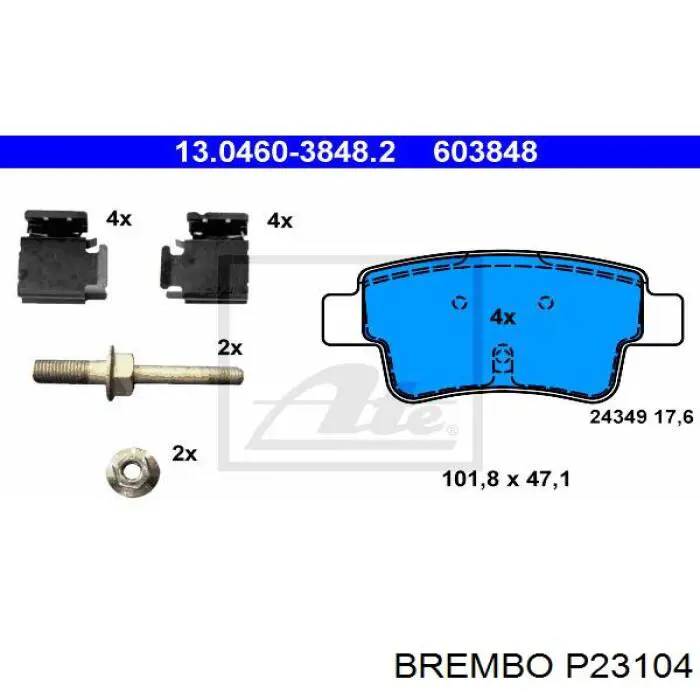 Купити P23104 Brembo Задні колодки