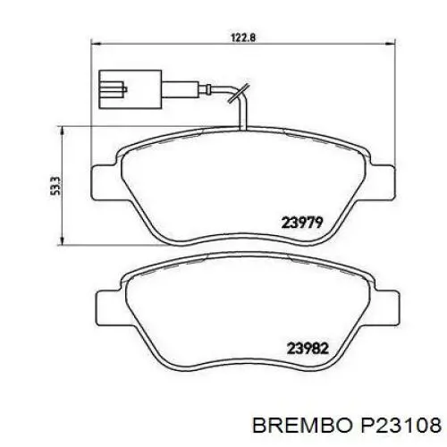 P23108 Brembo колодки гальмівні передні, дискові