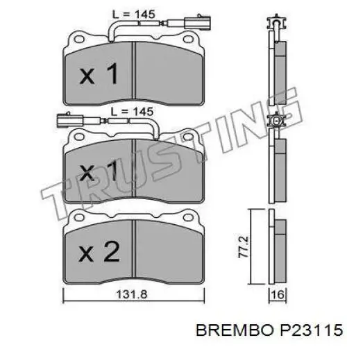 Передні тормозні колодки P23115 Brembo
