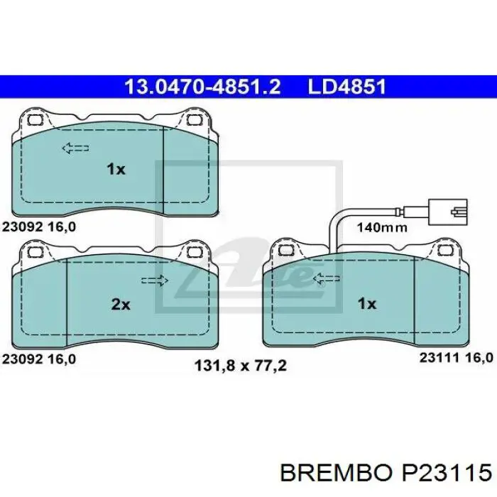 Купити P23115 Brembo Колодки гальмівні передні, дискові