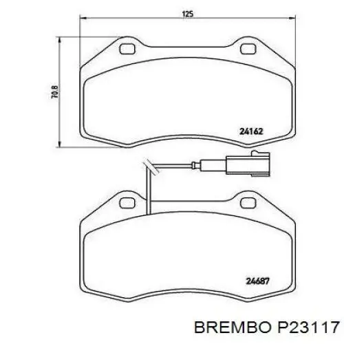 P23117 Brembo колодки гальмівні передні, дискові