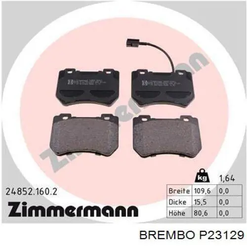 Купити P23129 Brembo Колодки гальмівні передні, дискові