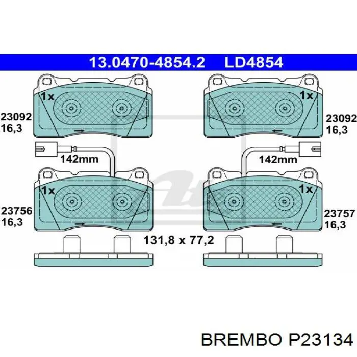 Передні тормозні колодки P23134 Brembo