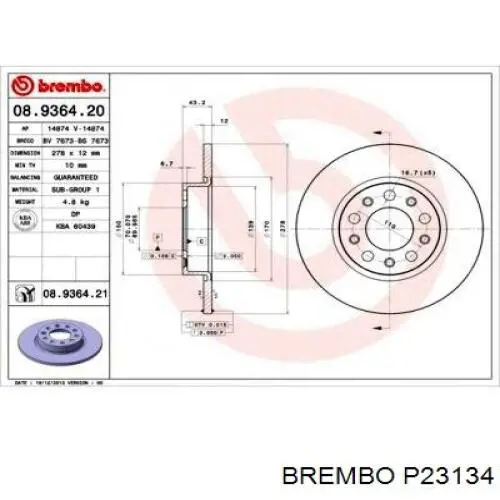 Тормозні колодки Brembo P23134