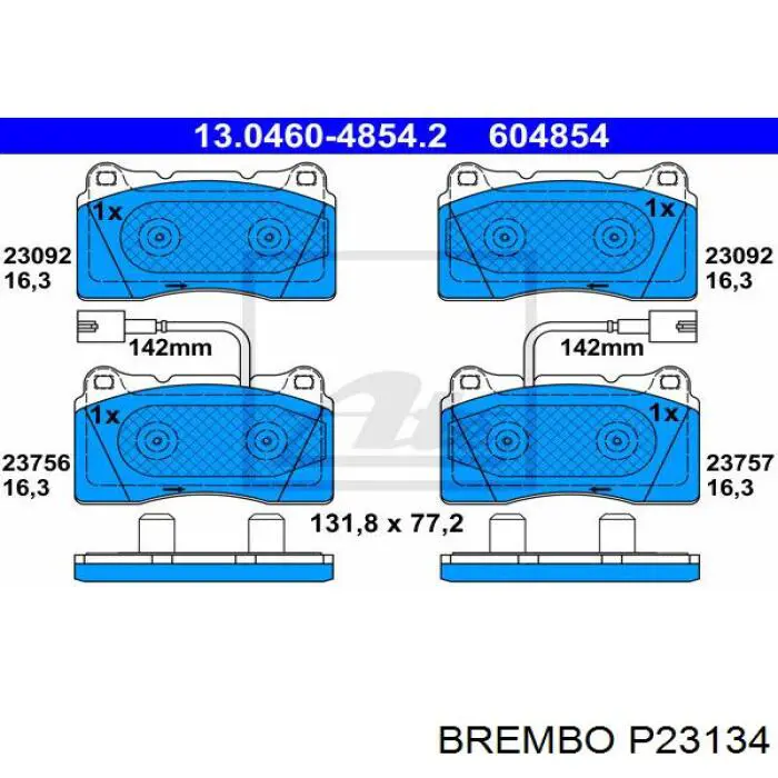 Купити P23134 Brembo Колодки гальмівні передні, дискові