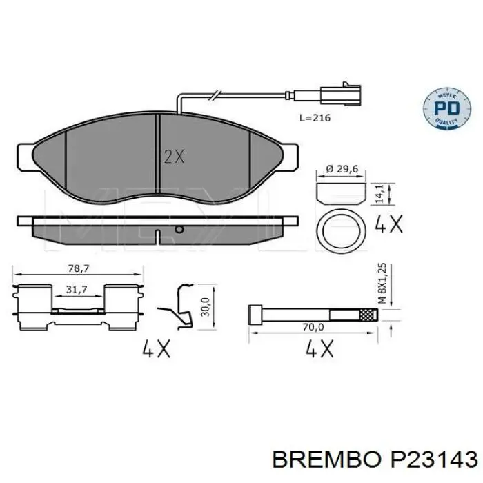 Тормозні колодки Brembo P23143