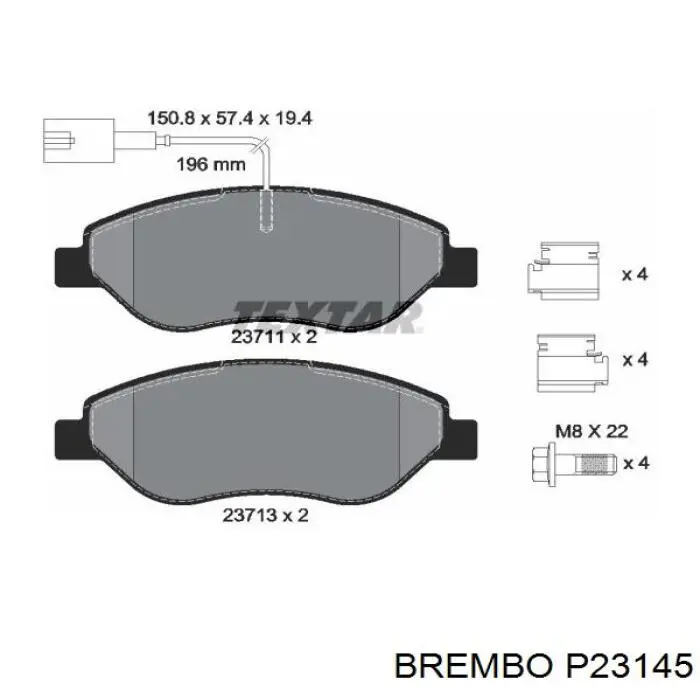 Тормозні колодки Brembo P23145