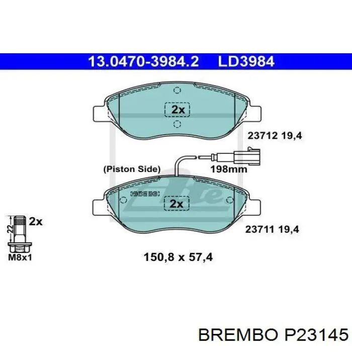 P23145 Brembo Передні гальмівні колодки