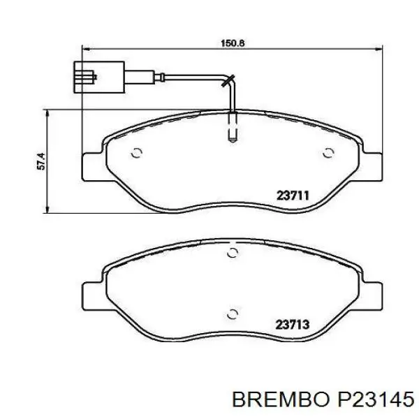 P23145 Brembo колодки гальмівні передні, дискові
