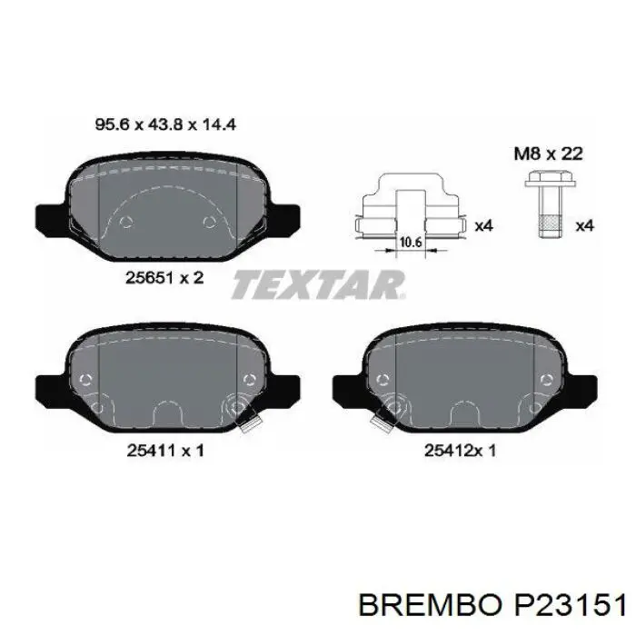 Купити P23151 Brembo Задні колодки