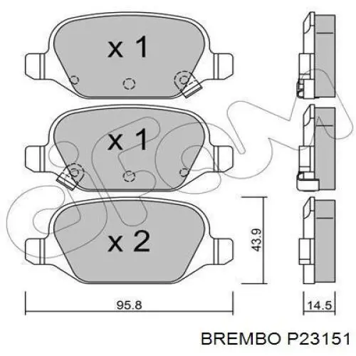Задні гальмівні колодки P23151 Brembo