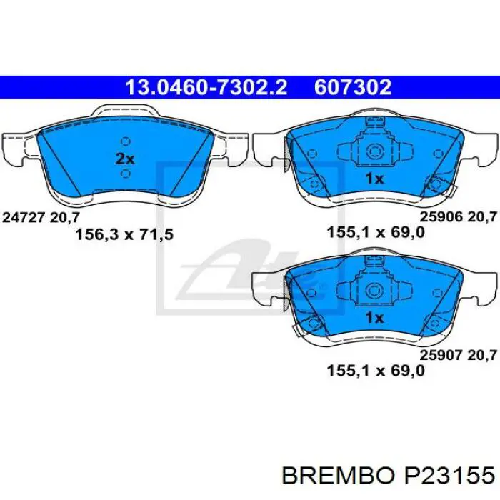 Купити P23155 Brembo Колодки гальмівні передні, дискові