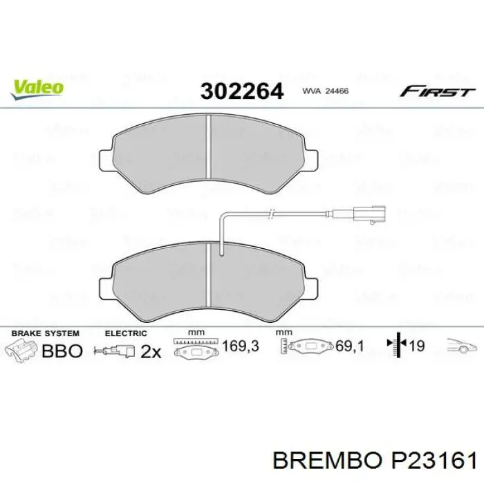 P23161 Brembo Передні гальмівні колодки