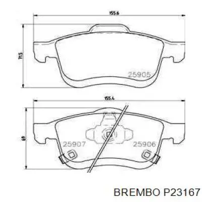 Гальмівні колодки Brembo P23167 ціна, від 30.37 USD