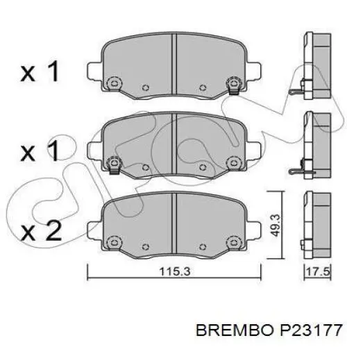 P23177 Brembo колодки гальмові задні, дискові