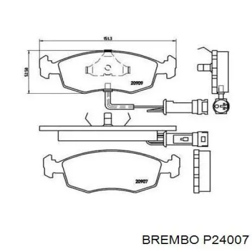 P24007 Brembo колодки гальмівні передні, дискові