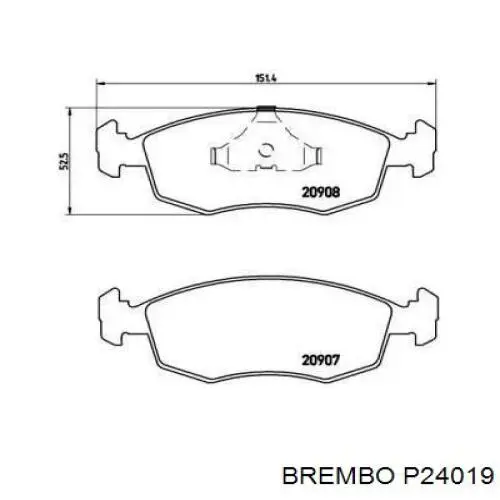 P24019 Brembo колодки гальмівні передні, дискові