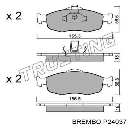Купити P24037 Brembo Колодки гальмівні передні, дискові