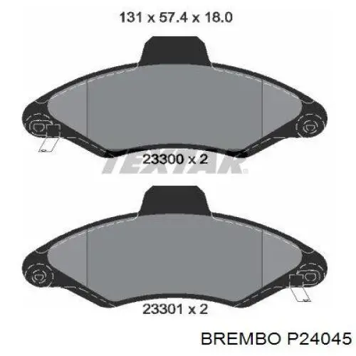 P24045 Brembo колодки гальмівні передні, дискові