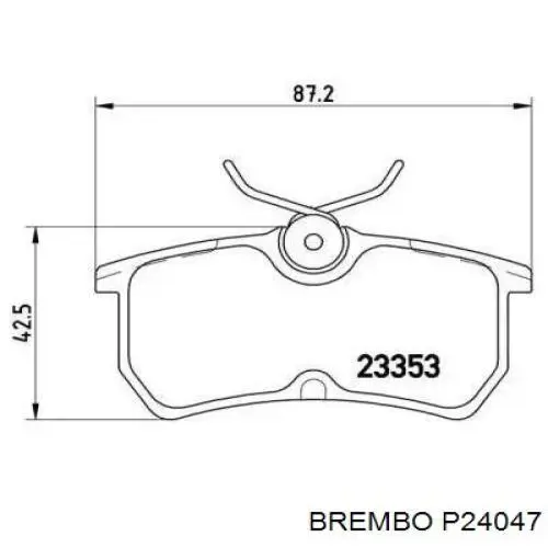 P24047 Brembo колодки гальмові задні, дискові