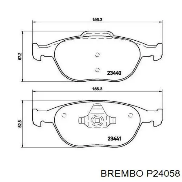 P24058 Brembo колодки гальмівні передні, дискові