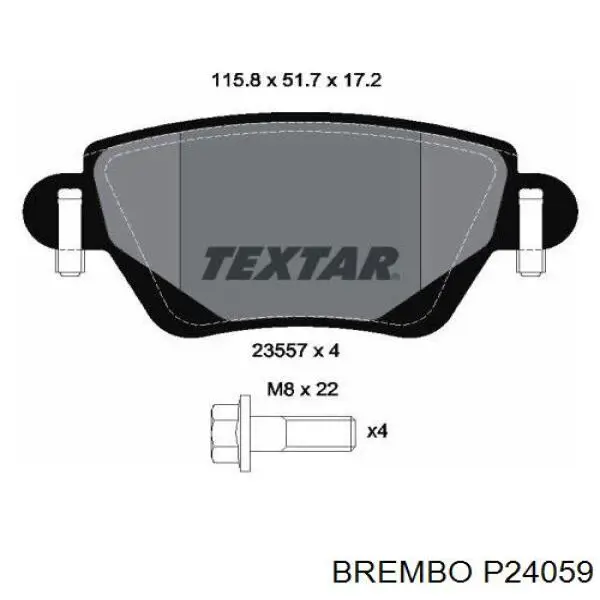 Купити P24059 Brembo Задні колодки