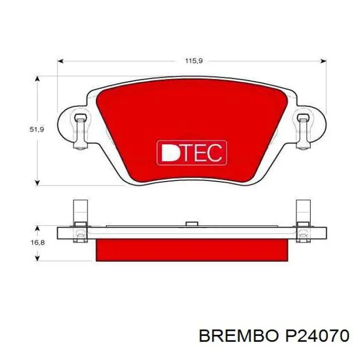 Задні гальмівні колодки P24070 Brembo