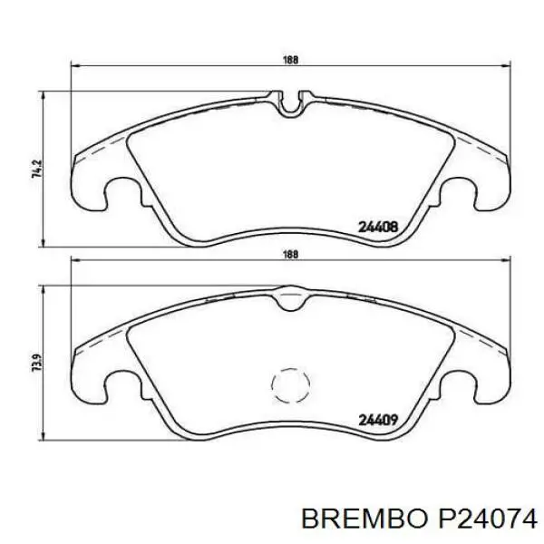 Колодки гальмівні передні, дискові P24074 Brembo