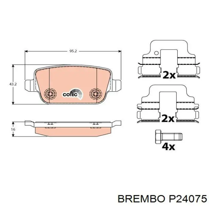 Купити P24075 Brembo Задні колодки