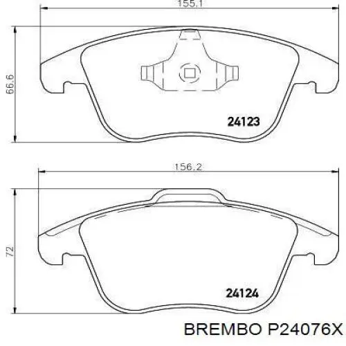 Колодки гальмівні передні, дискові P24076X Brembo