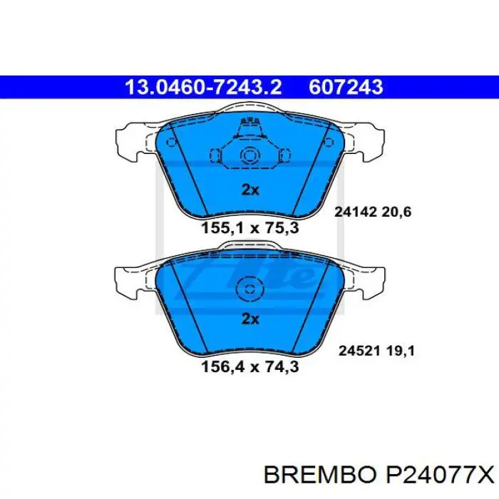 Гальмівні колодки Brembo P24077X ціна, від 37.61 USD