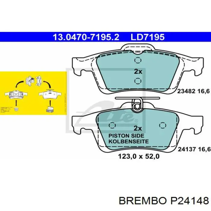 Задні гальмівні колодки P24148 Brembo