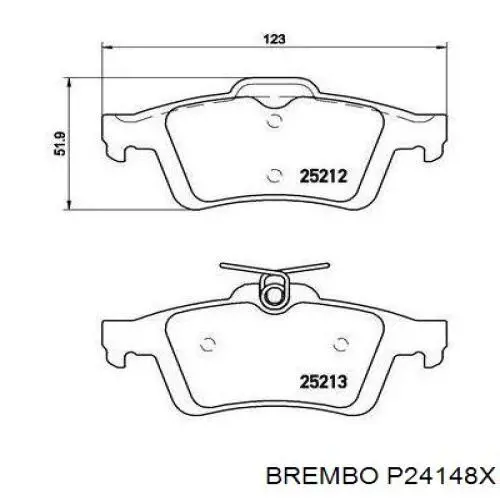 Задні дискові колодки Brembo P24148X