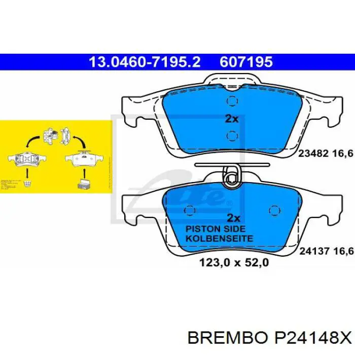 P24148X Brembo Колодки гальмівні задні, дискові