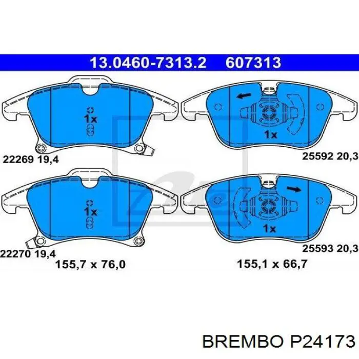 P24173 Brembo колодки гальмівні передні, дискові