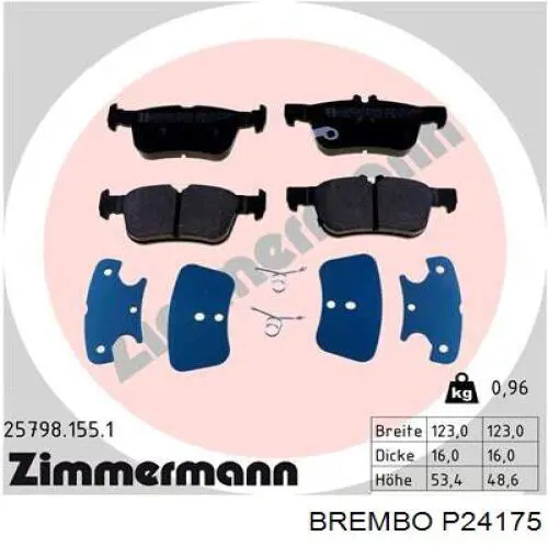 Задні гальмівні колодки P24175 Brembo