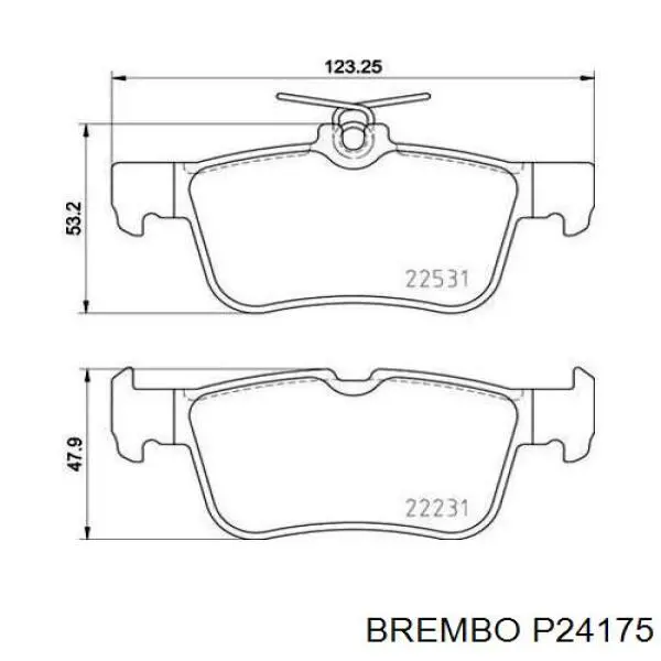 Колодки гальмові задні, дискові P24175 Brembo