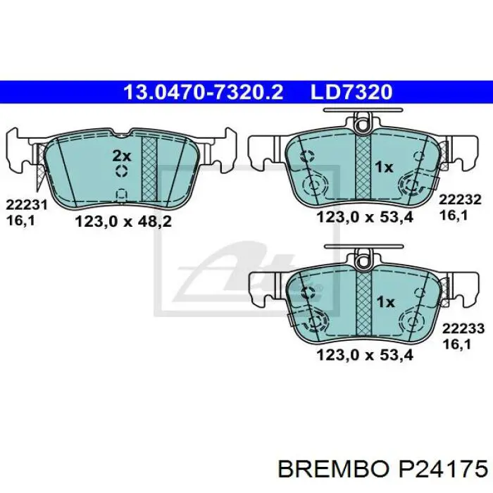 Купити P24175 Brembo Задні колодки