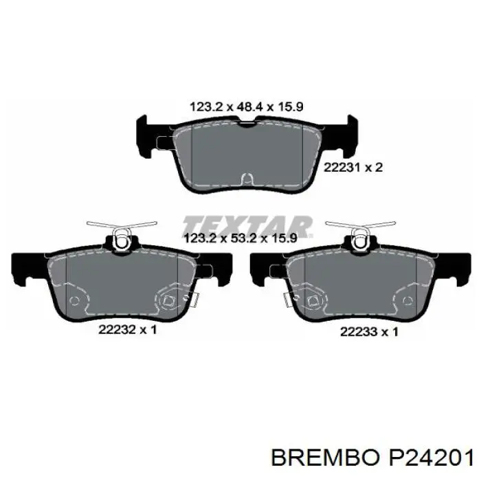 Колодки гальмові задні, дискові P24201 Brembo