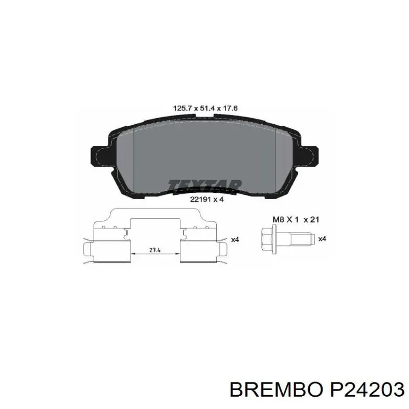 Тормозні колодки Brembo P24203