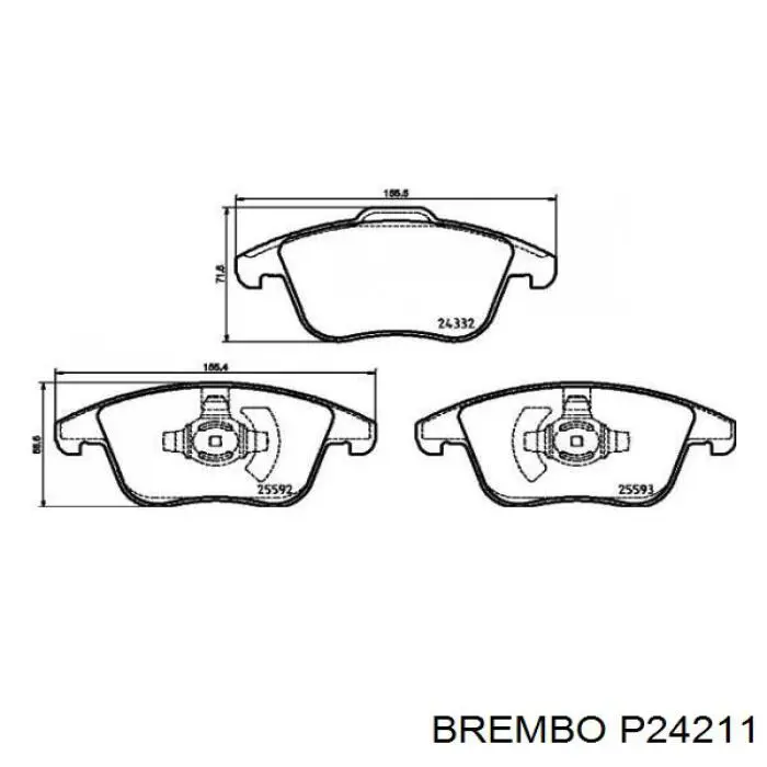 Гальмівні колодки Brembo P24211 ціна, від 2202.86 UAH