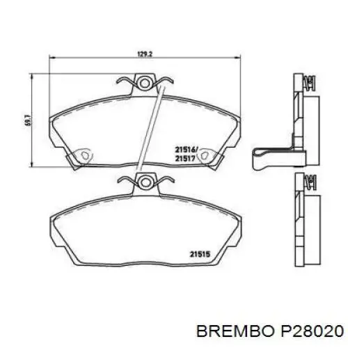 Гальмівні колодки Brembo P28020 ціна, від 21.51 USD